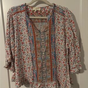 Cynthia Rowley Floral Blouse - Red, Blue, White